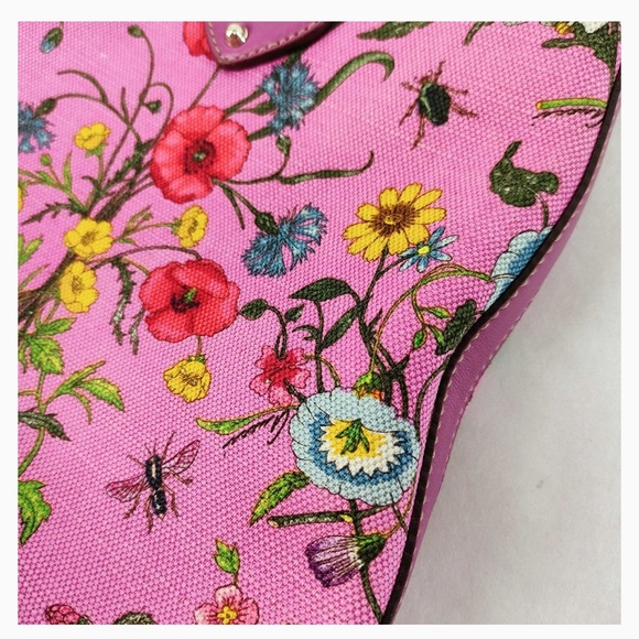 GUCCI Rare Vintage Flora Lesa Pink Tote Bag - Picture 9 of 13